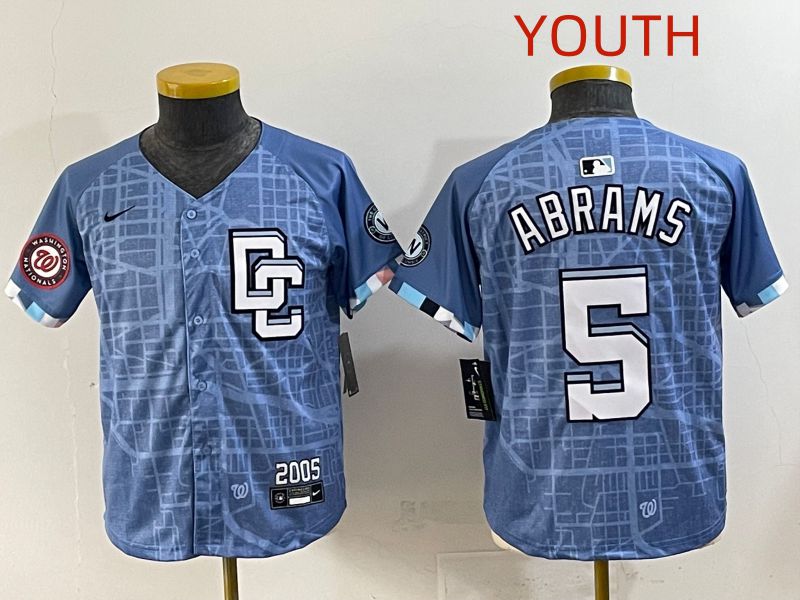 Youth 2025 Washington Nationals #5 Abrams Blue Joint Name Nike MLB Jersey style 7->youth mlb jersey->Youth Jersey
